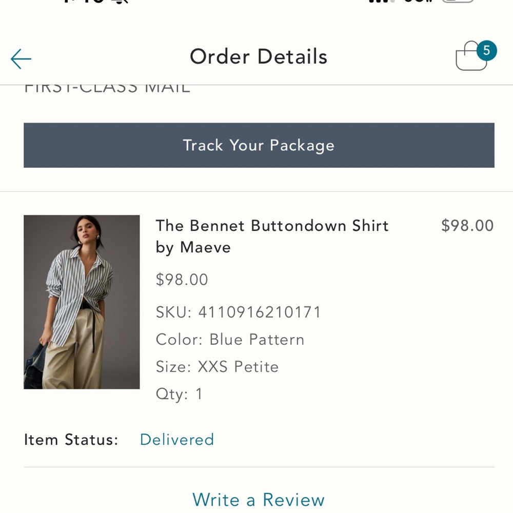 Anthropologie Maeve Blue Patterned Buttondown Shirt